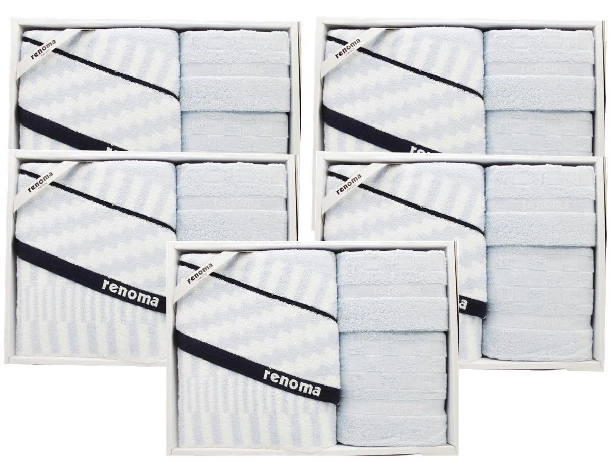 【定価4000円×5箱】renoma レノマ 高品質 タオルギフト 「バスタオル+フェイスタオル+ハンドタオル」 新品拍卖