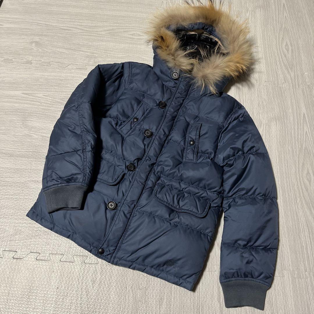 Burberry バーバリーチルドレン ダウンジャケット ブルー ネイビー 150 男の子 コート キッズ ノバチェック ホースロゴ 紺 ジップ拍卖