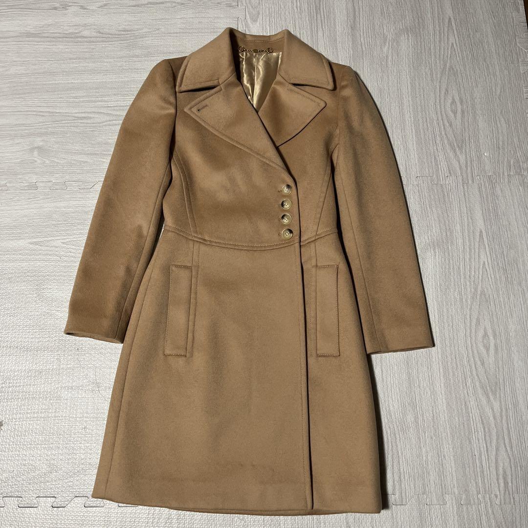 美品 最高級品 GUCCI グッチ ロングコート ハニーベージュ ホースビット Sサイズ ゴールド金具 トムフォード期 キャメル ウール拍卖