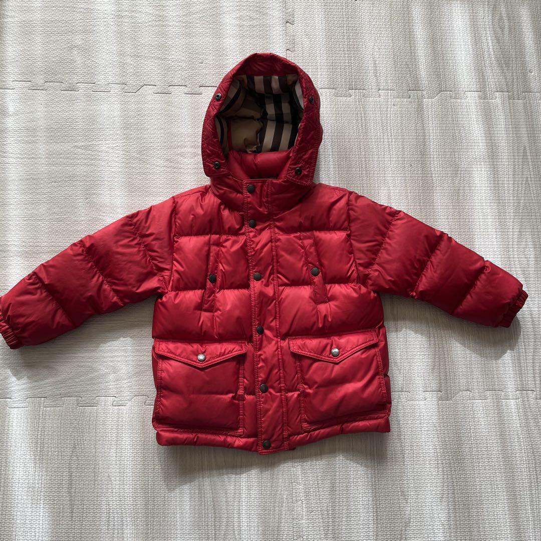 バーバリーチルドレン Burberry Children ダウンジャケット キッズ 4y レッド 100〜110 ノバチェック 赤 フード付き 女の子 男の子拍卖