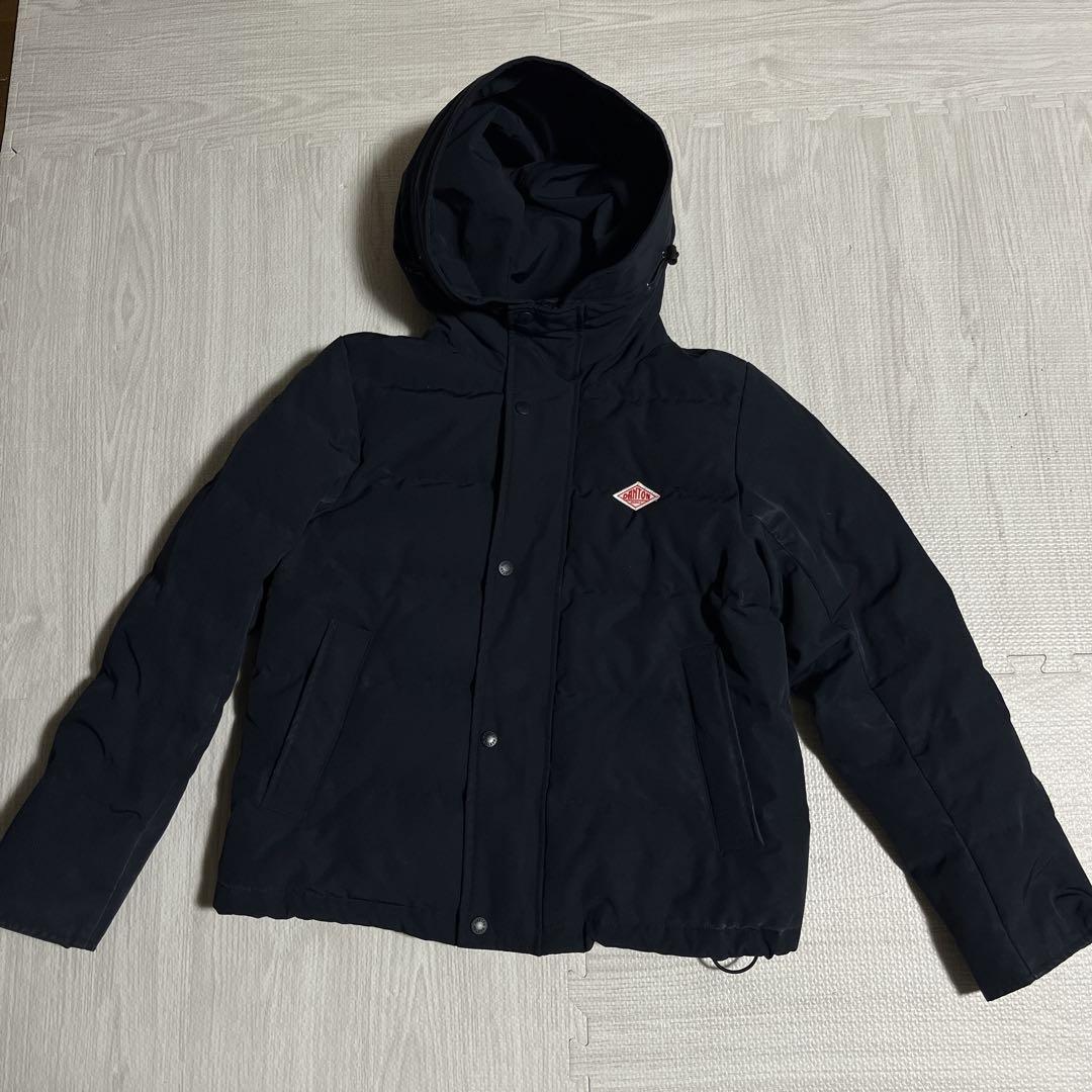 訳有り DANTON ダントン ダウン タッサー ショート 濃紺 ブラック 肉厚ダウン フードあり ドローコード スッキリ レディース拍卖