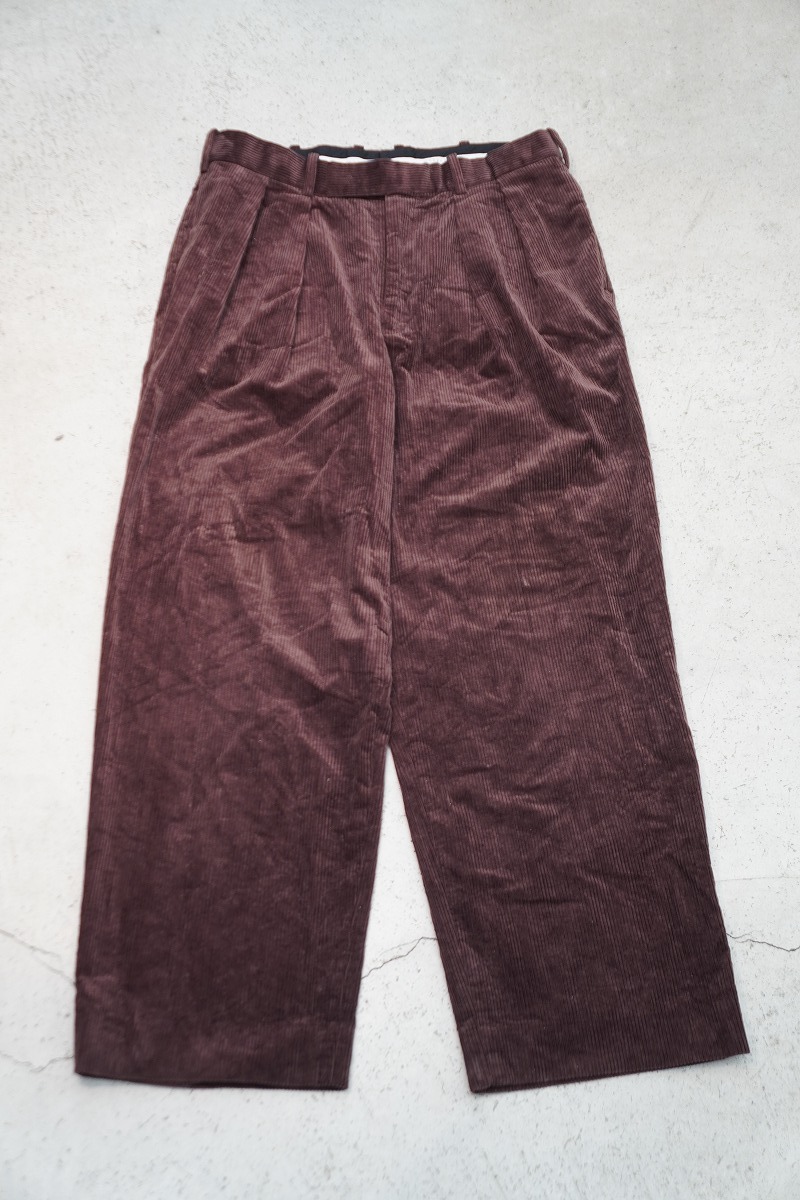 MARKAWARE マーカウェア 2 PLEATED COMFORT FIT TROUSERS コーデュロイ パンツ ボトムス プリーツ A20C-06PT02C 茶 サイズ 3 1025P★4拍卖