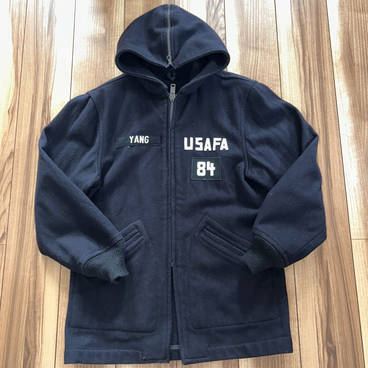 米軍 カデットコート USAFA 空軍 60s 70s ミリタリー ビンテージ vintage 古着 パーカー ネイビー ウール m65 m47 S M拍卖
