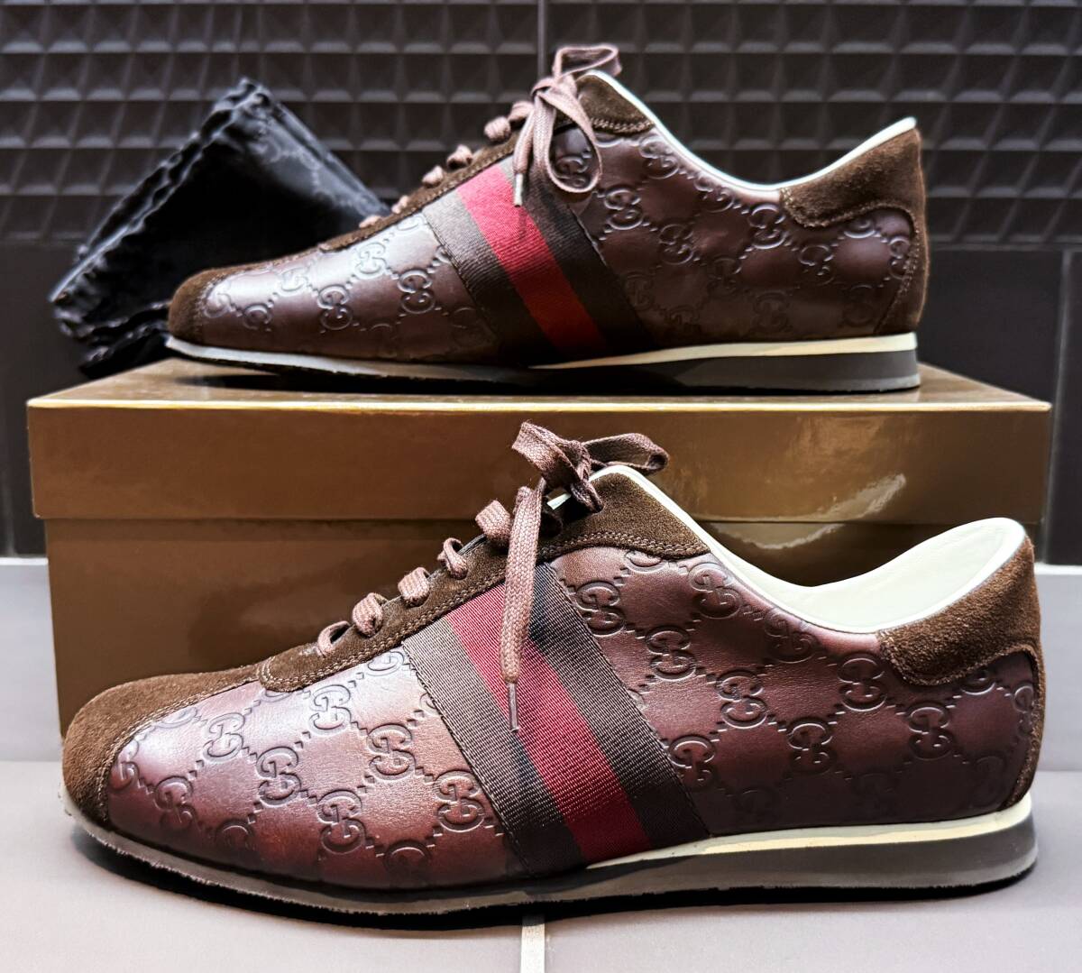 グッチ GUCCI レザー スエード シューズ スニーカー メンズ グッチ銀座店正規品 SIZE 43 購入価格・16万円 未使用品拍卖