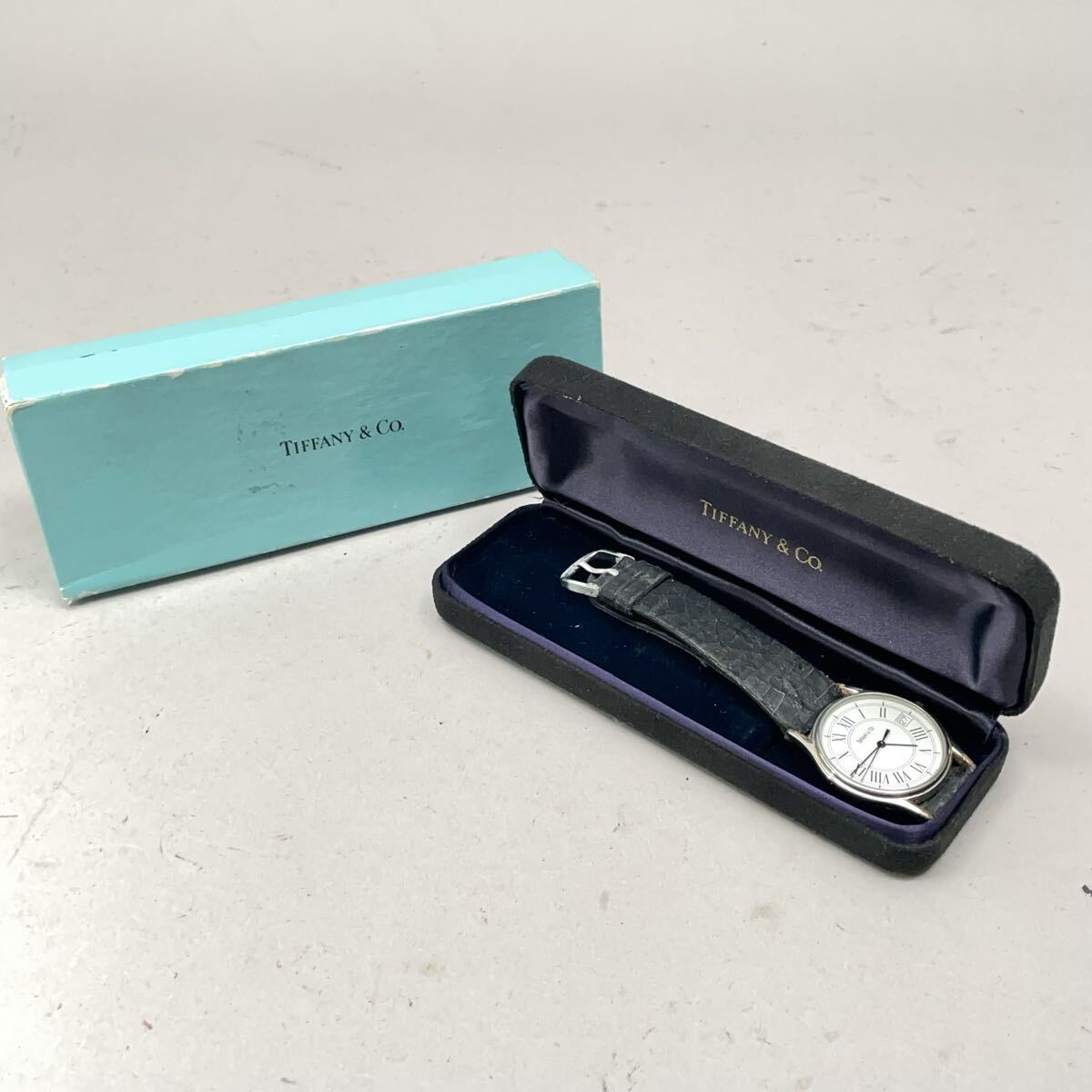vintage フェイス良好 稼働 TIFFANY&Co. クォーツ腕時計 ケース付き J5-30拍卖