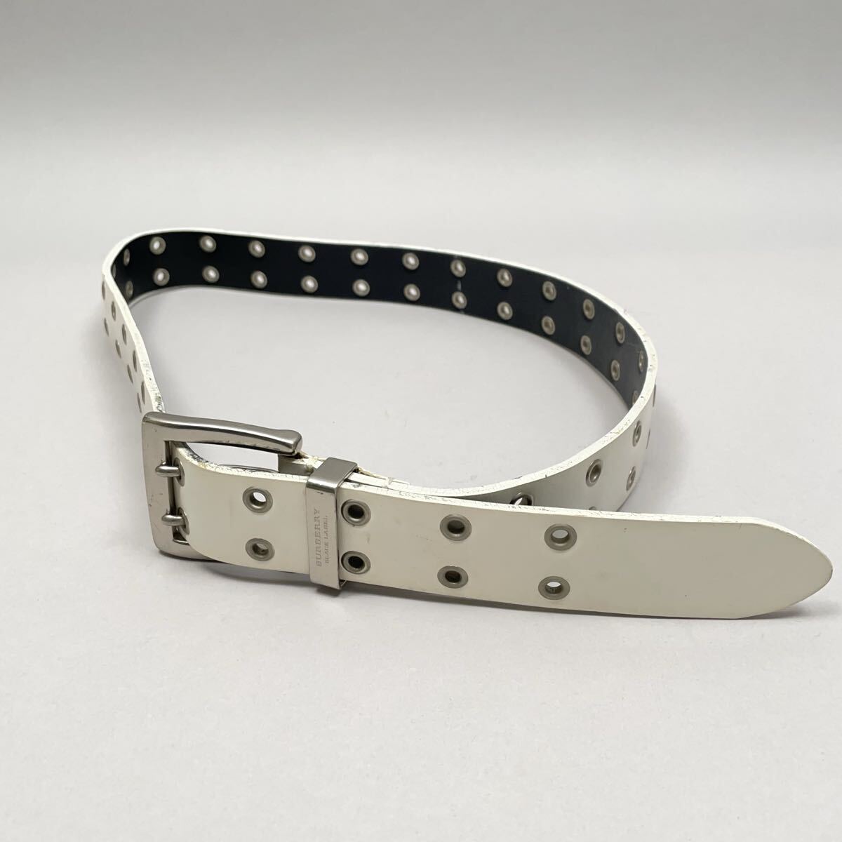 美品!! 正規品 本物 BURBERRY バーバリー black label ベルト レザー白系 G18-52拍卖