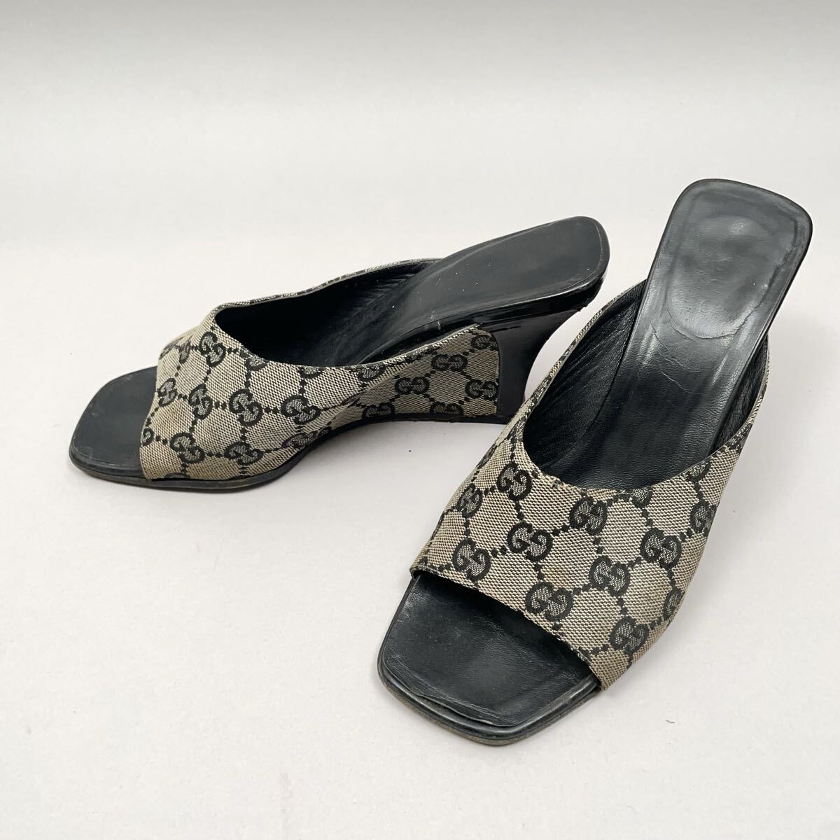 美品!! GUCCI サンダル ミュール ヒール GG 37.5 G18-67拍卖