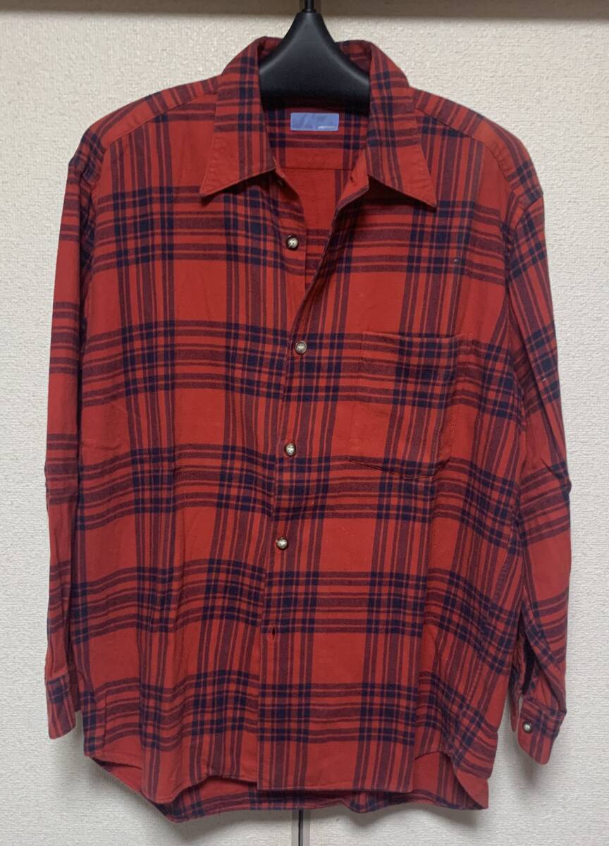 ♪♪ レトロな 赤系のチェック柄 ネルシャツ L ユーズド ♪♪拍卖