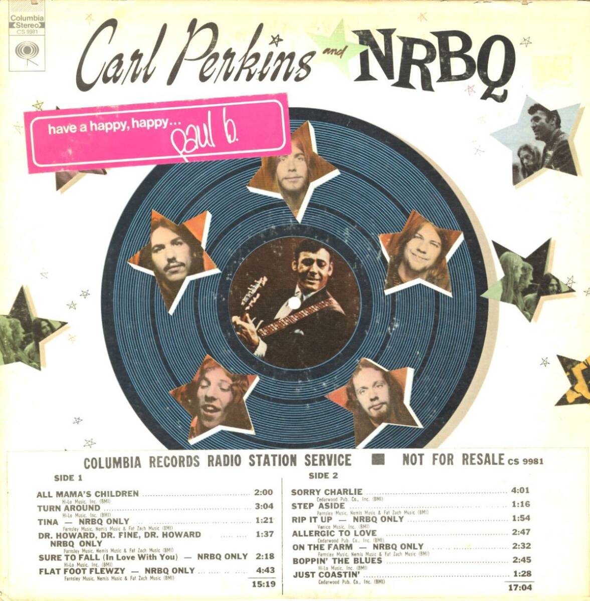USプロモLP!2 EYE STEREO盤 Carl Perkins And NRBQ / Boppin' The Blues 1970年作【Columbia / CS 9981】ラジオ局用プロモステッカー拍卖