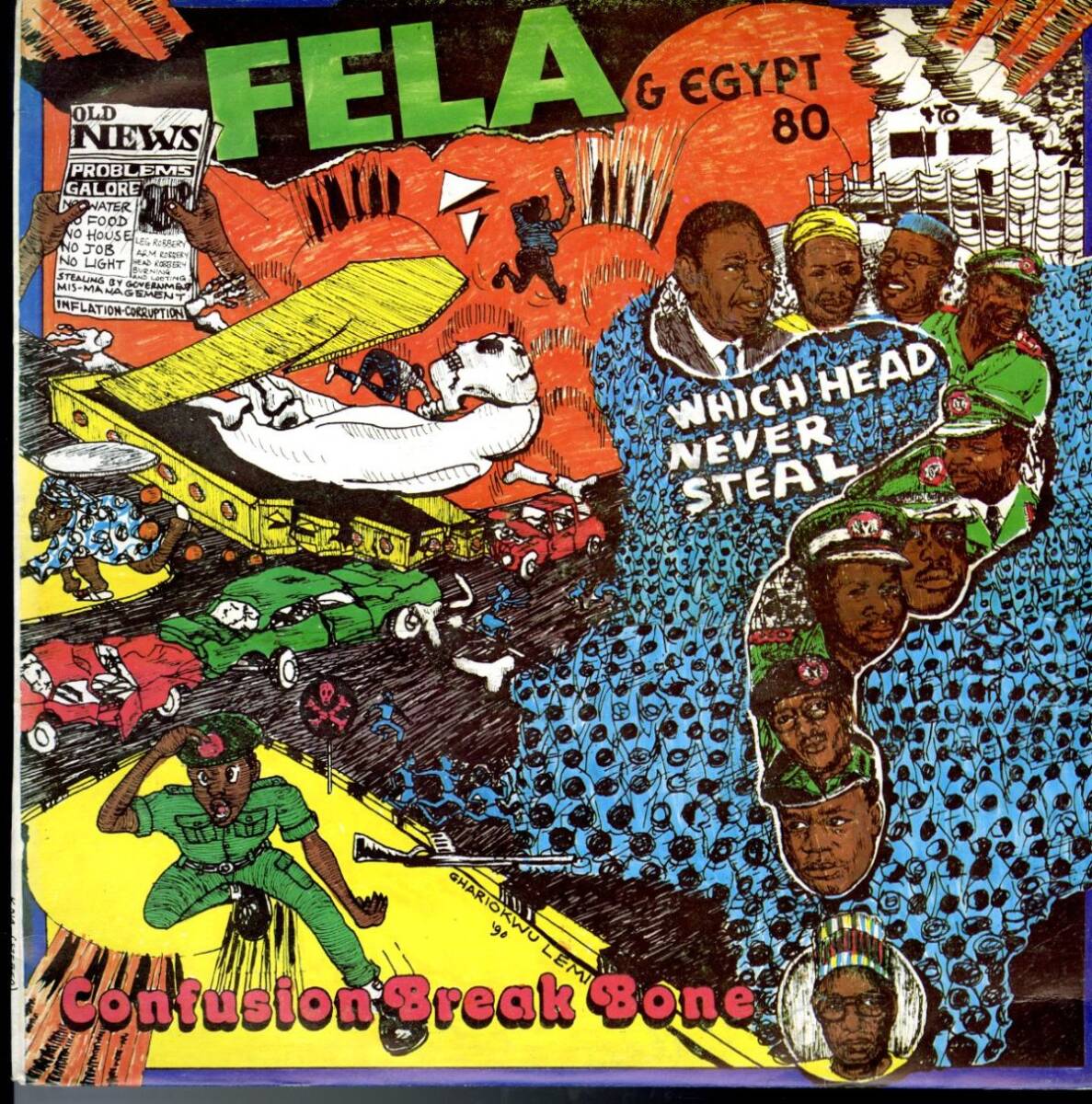 90年 ナイジェリア盤LP!Fela & Egypt 80 / Confusion Break Bone【Kalakuta Records / KALP 010】フェラ・クティ アフロ・ビート ファンク拍卖