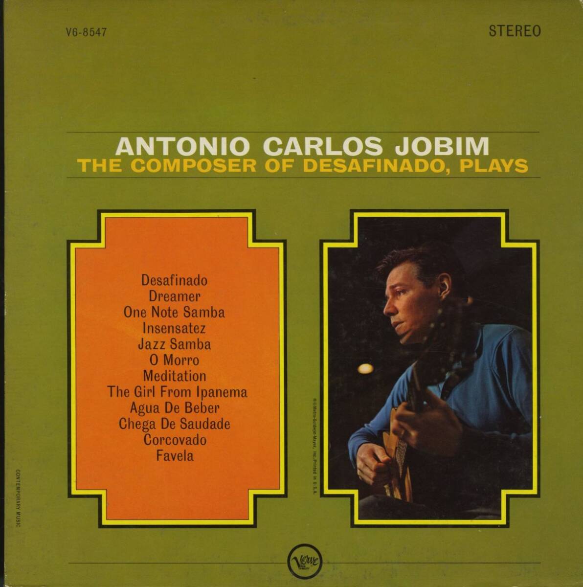 US盤オリジLP!ステレオ盤 1963年 Antonio Carlos Jobim / The Composer Of Desafinado, Plays【Verve / V6-8547】Claus Ogerman Latin拍卖