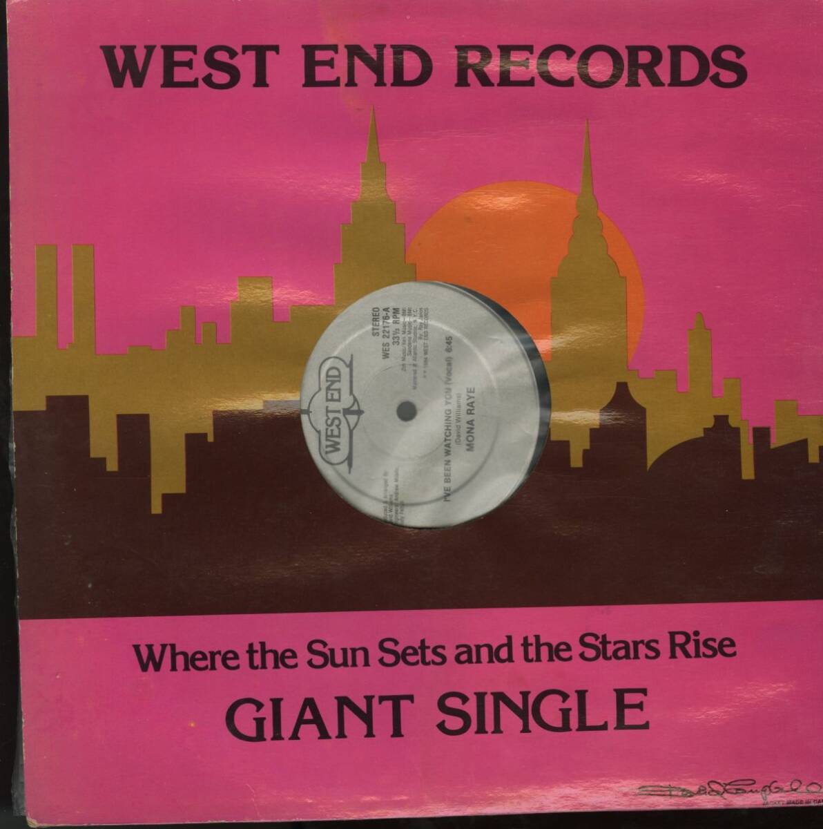 US盤12インチ!Mona Raye / I've Been Watching You【West End Records / WES DJ 22176】モナ・レイ Disco Boogie Electro Funk DJ拍卖