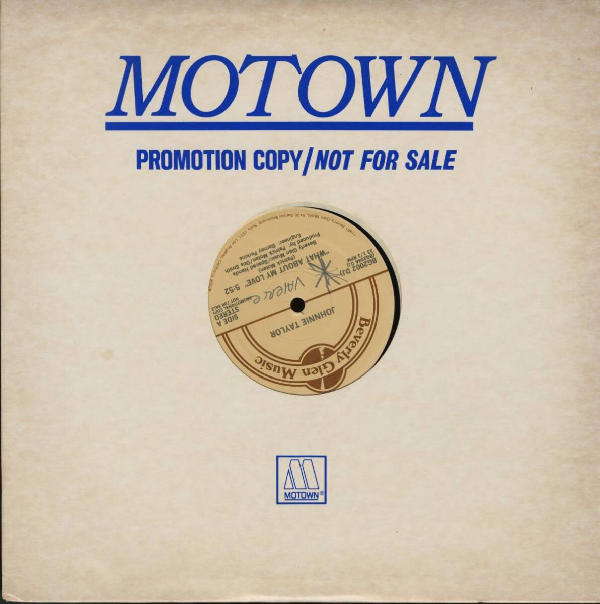 US盤12インチ!Johnnie Taylor / What About My Love【Beverly Glen Music / BG-2002】ジョニー・テイラー Disco Soul Funk拍卖