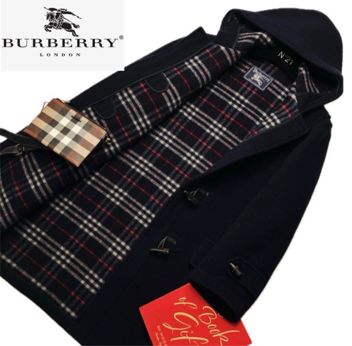b37 イングランド製!!!定価25万●BURBERRY COLLECTION●最高級ウール100% ダッフルコート バーバリーコートレデース M 別格!拍卖