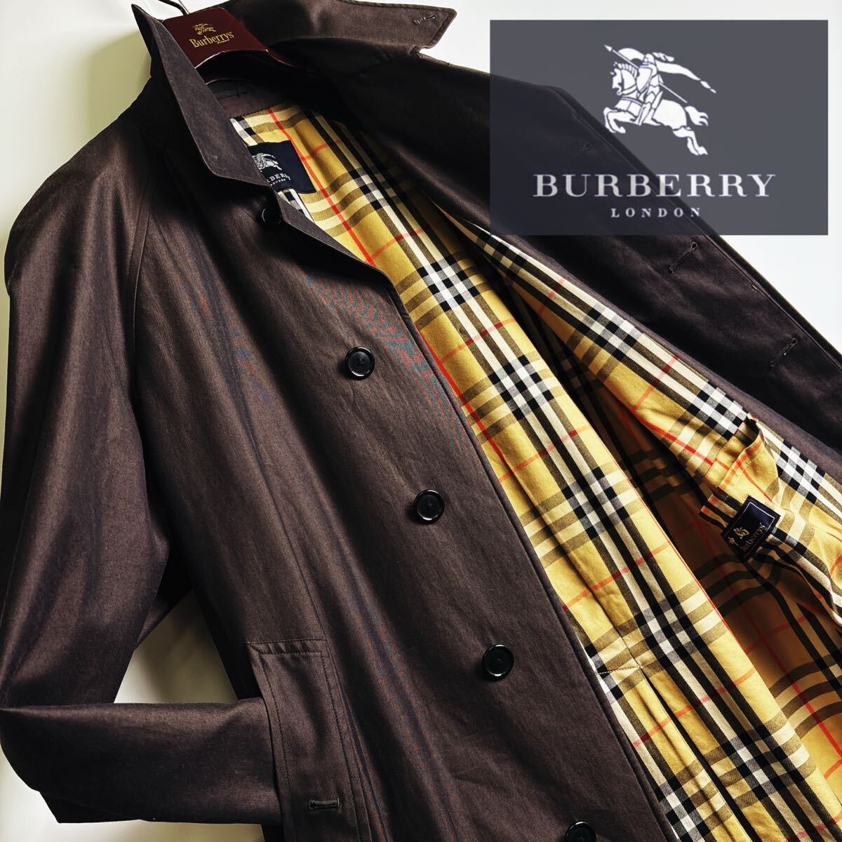 b42 未使用級!!!スタイリッシュ抜群 定価12万●BURBERRY LONDON●最高級ステンカラーコート バーバリーコート メンズ 別格級モデル 165拍卖