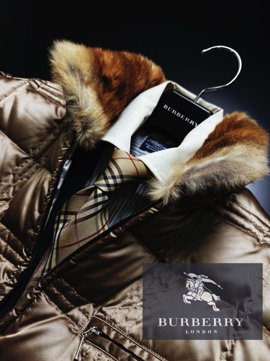 b17 綺麗【圧倒的リアルファー!】定価14万●BURBERRY BLACK LABEL●高級ホワイトグースダウン95%ジャケット バーバリー コート メンズ LM拍卖