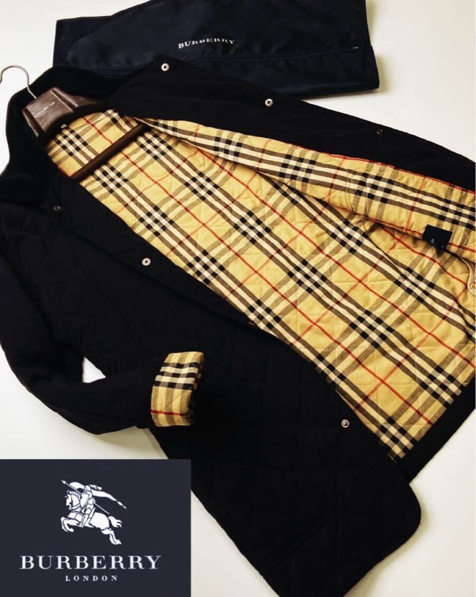 b41超美品【極暖!!!英国紳士】定価18万 ●BURBERRY LONDON●最高級キルティングコート バーバリー メンズ M コーチジャケット Barbour拍卖