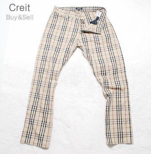 D114■ビンテージ★BURBERRY BLACK LABELバーバリーブラックレーベル★サイズW76コットンチェックパンツ拍卖