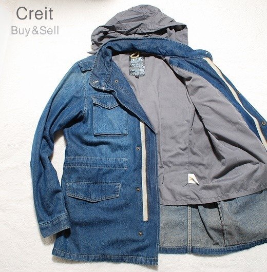 D165■新品同様極美品/XLサイズ★AVIREXアヴィレックスフード収納可デニムジャケットブルゾン拍卖