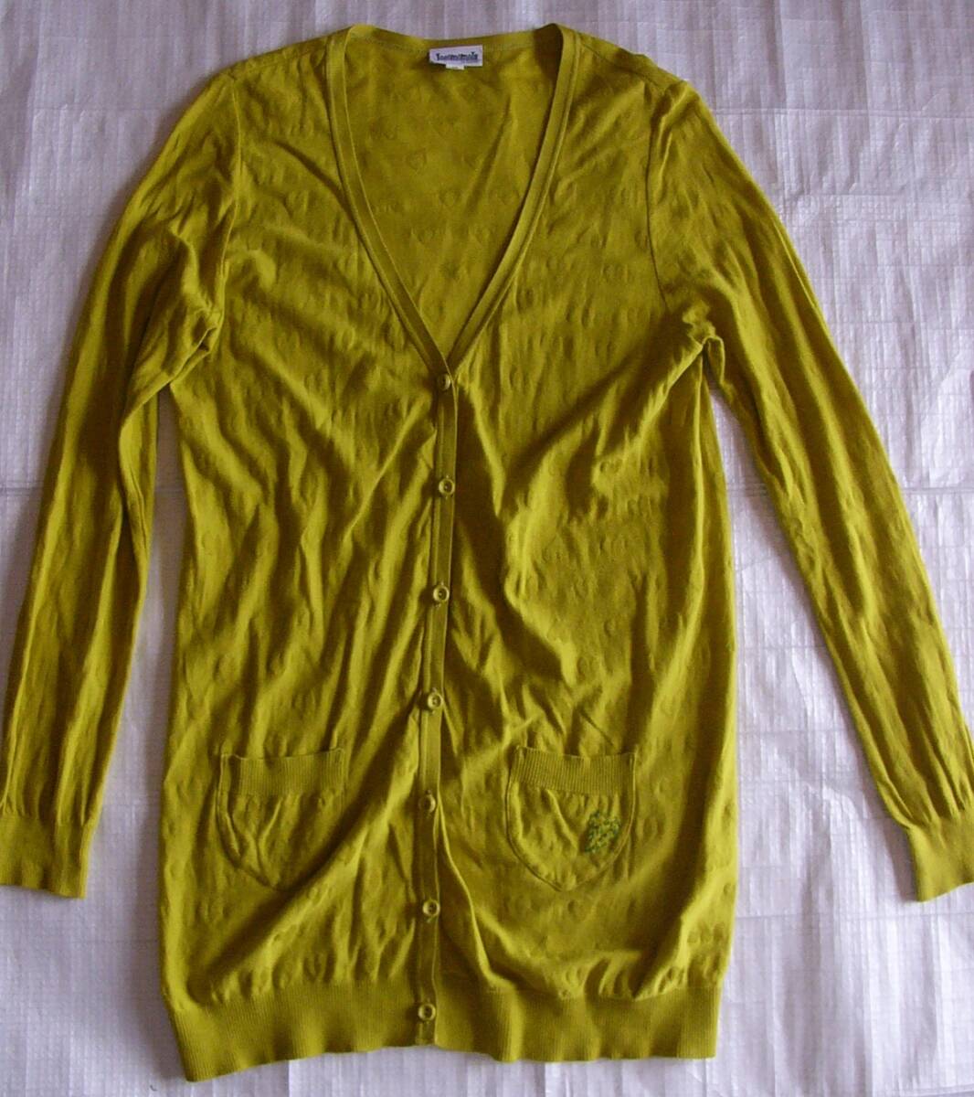 ホコモモラ◆綿100%ニット長袖カーディガン★40★9号★ 明るめのからし★jocomomola拍卖