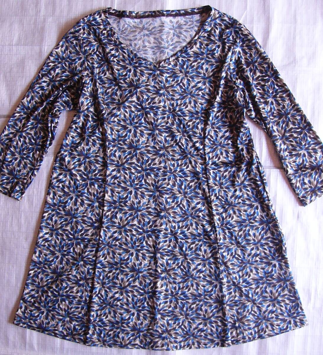 コルディア◆7分袖ワンピース★40★9号★CORDIER★青系拍卖