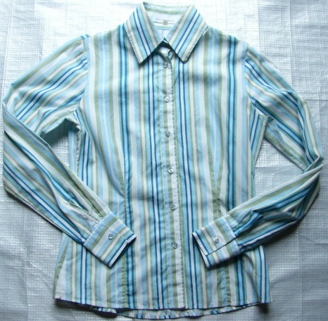 ナラカミーチェ◆綿100%長袖ブラウス★0★7号~9号くらい★ミックスストライプ★ NARA CAMICIE拍卖
