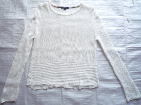 バーバリーロンドン◆麻混長袖ニット★1★9号くらい★白★BURBERRY LONDON拍卖