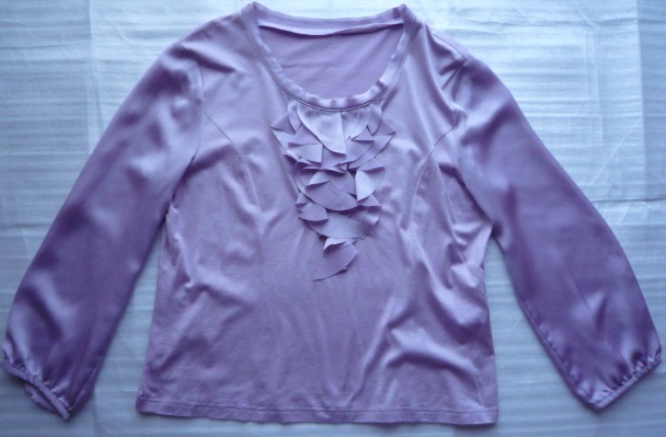 レリアン◆綿混長袖カットソー★13号★Leilian★大きいサイズ★淡いむらさき拍卖