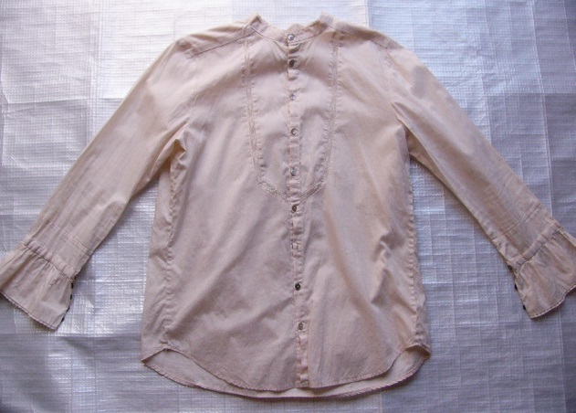 パドカレ◆長袖ブラウス★38★9号★綿100%★Pas do calais★淡いオレンジ拍卖