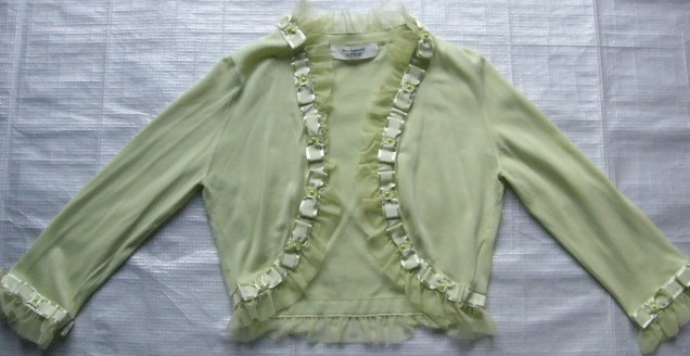 コウジワタナベ◆リボンモチーフとビーズの綿混長袖カーディガン★9号くらい★渡辺弘二★KOJI WATAMABE STYLE拍卖