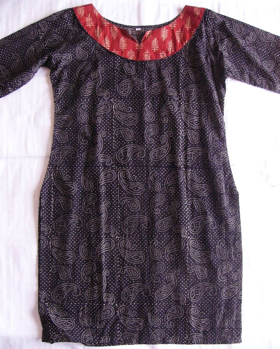 カミーズ◆クルタ★7分袖ワンピース★9号11号13号★インド製★パンジャビ★民族衣装拍卖