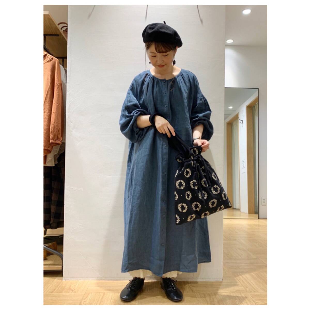 SM2『スローリネン後ろレースアップワンピース』ブルー系 未使用タグあり Samansa Mos2 サマンサモスモス拍卖