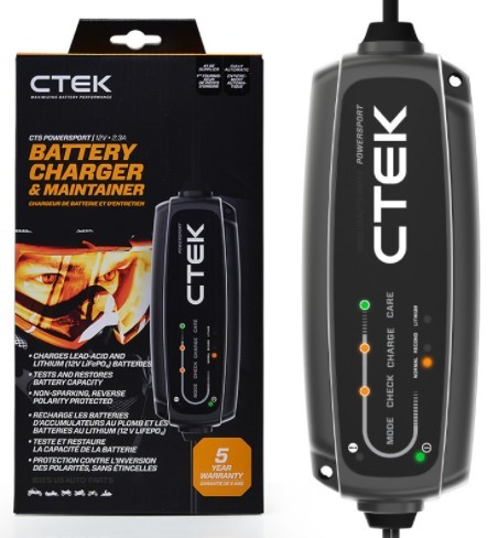 CTEK POWERSPORTシーテックバッテリーチャージャー 鉛&リチウムイオンバッテリー対応  温度センサー搭載 最新機種【新品】拍卖