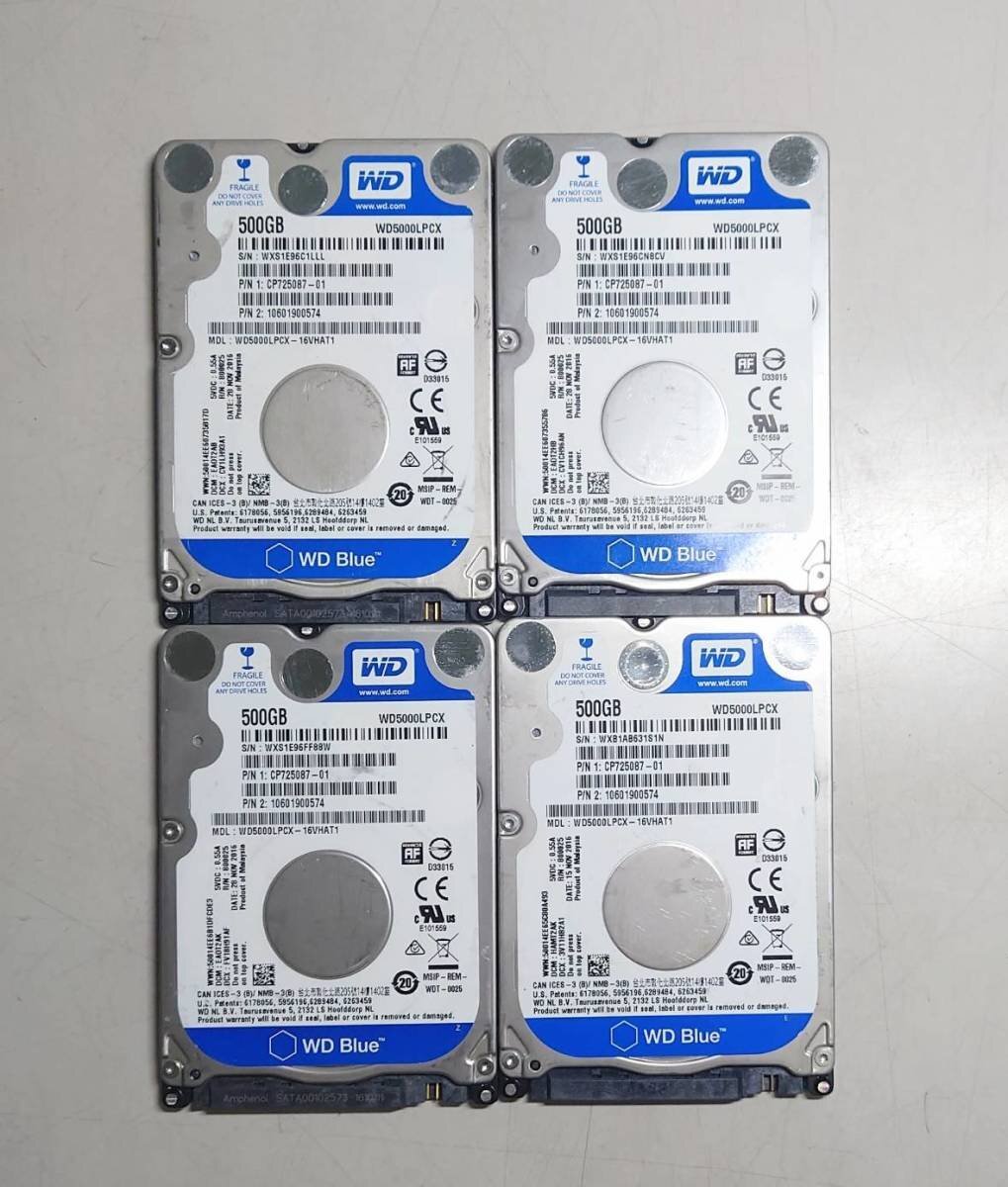 KN3835 【中古品】 WesternDigital WD5000LPCX 500GB 4個セット拍卖