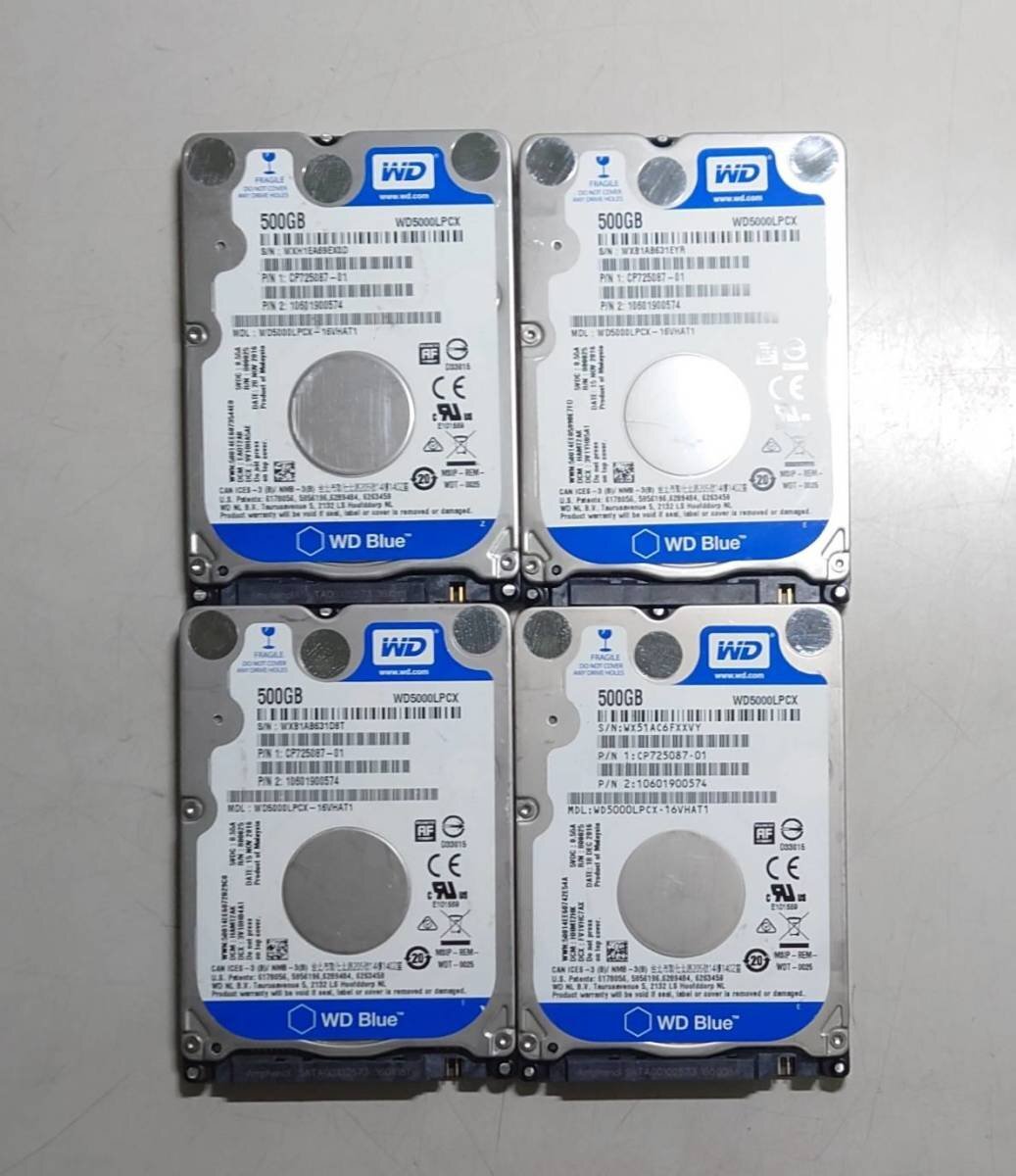 KN3793 【中古品】 WesternDigital WD5000LPCX 500GB 4個セット拍卖