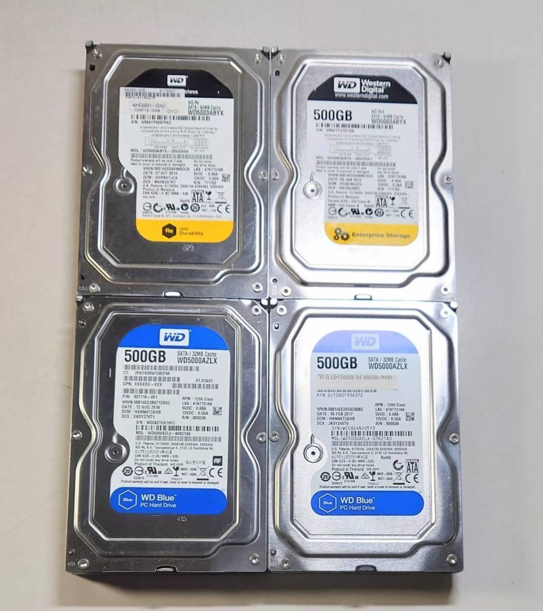 KN3453 【中古品】4個セット Western Digital WD5000ABYX WD5000AZLX HDD 500GB拍卖
