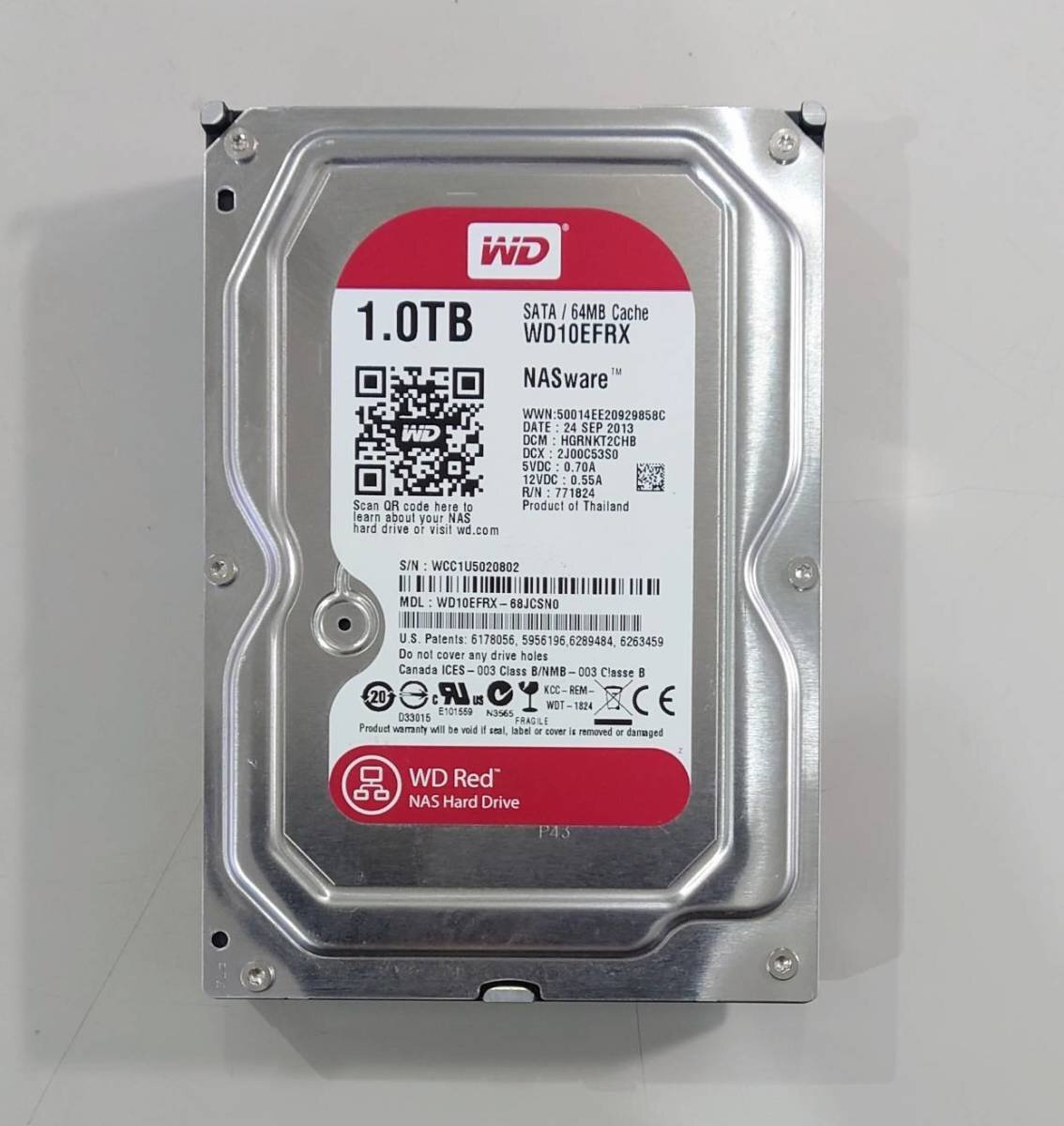 KN3249 【中古品】 WesternDigital WD10EFRX HDD 1TB拍卖