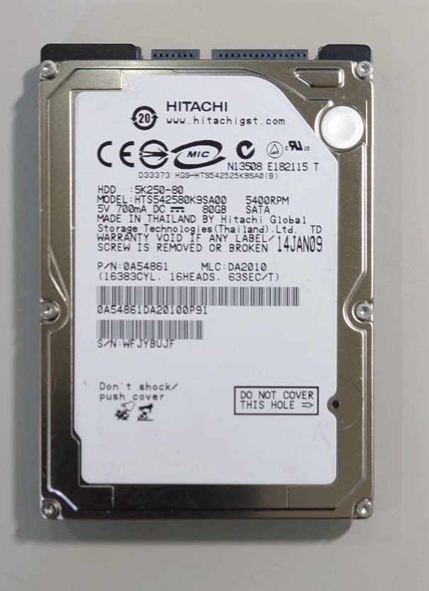 KN2585 【中古品】(使用時間/0時間)HITACHI HTS542580K9SA00 HDD 80GB拍卖