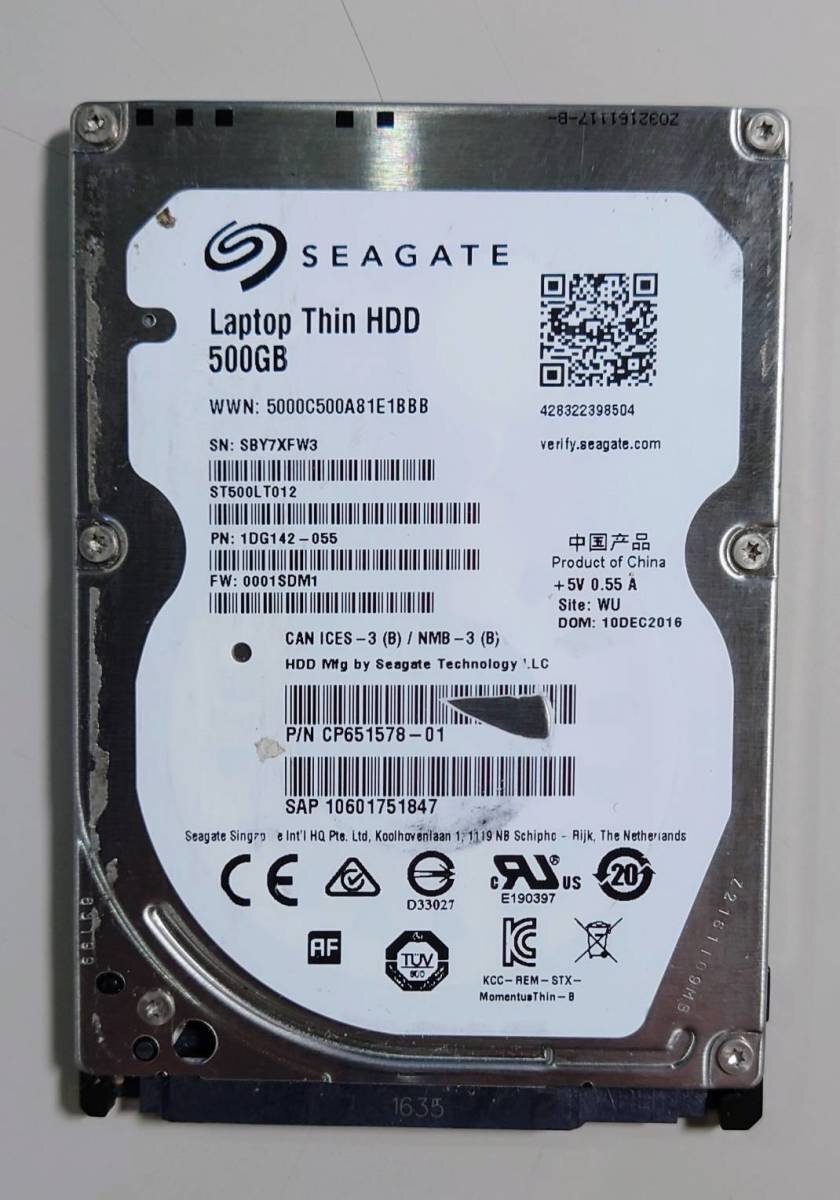 KN1225 SEAGATE 2.5インチ HDD 500GB ST500LT012 使用時間:0時間拍卖