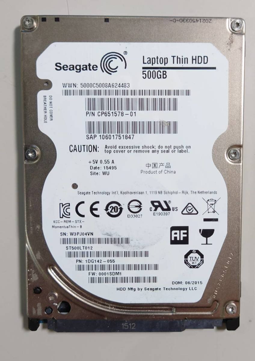 KN1227 SEAGATE 2.5インチ HDD 500GB ST500LT012 使用時間:0時間拍卖
