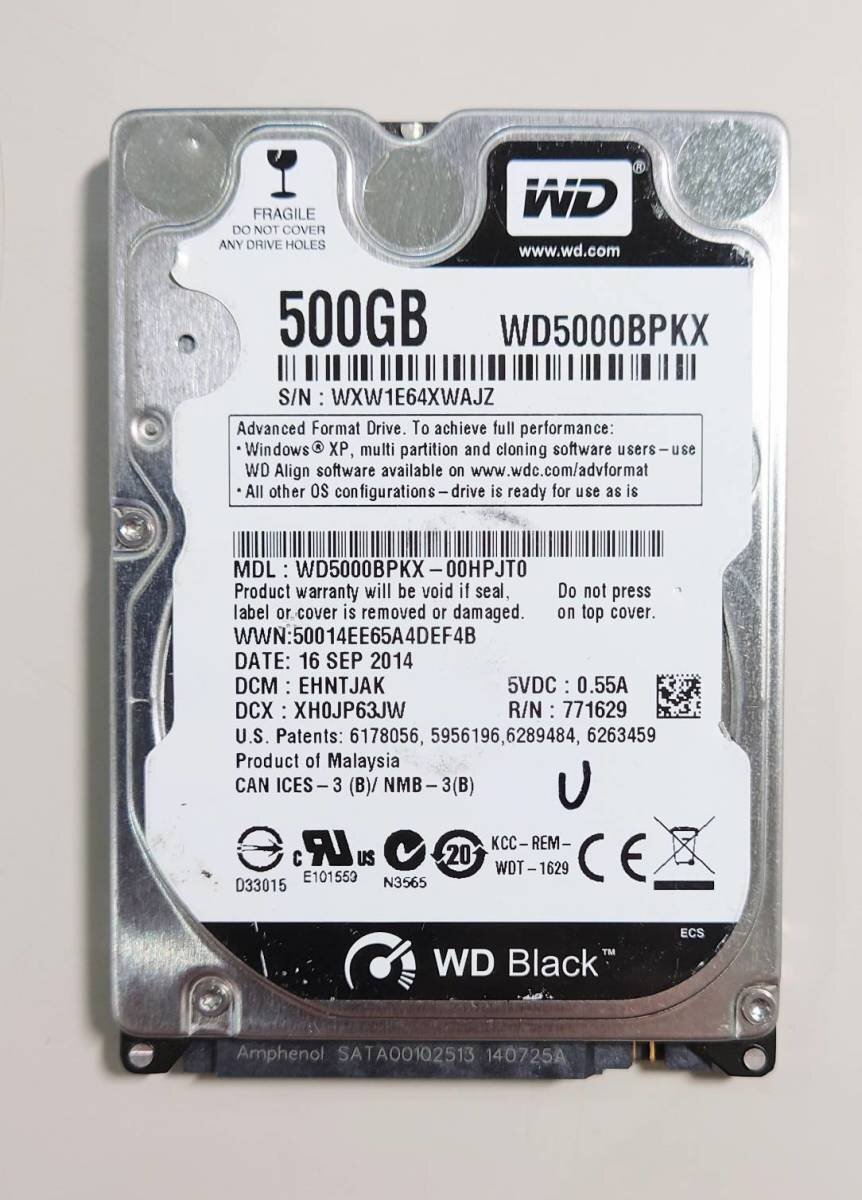 KN1160 WesternDigital HDD 2.5inch WD5000BPKX 500GB 使用時間:60時間拍卖