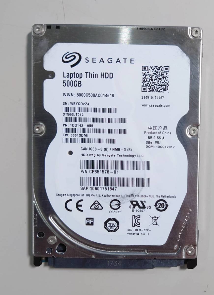 KN1220 SEAGATE 2.5インチ HDD 500GB ST500LT012 使用時間:0時間拍卖