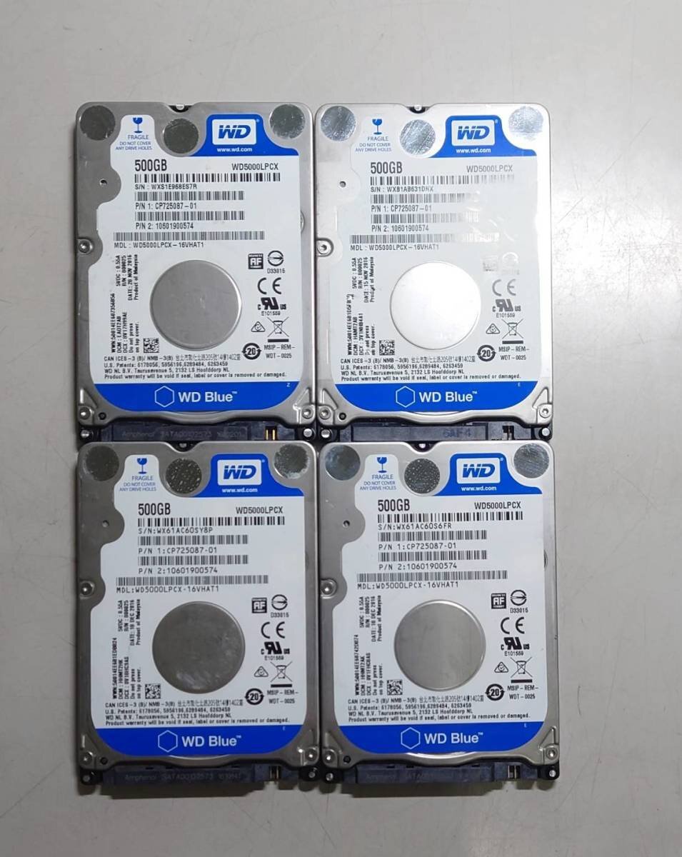 KN3787 【中古品】 WesternDigital WD5000LPCX 500GB 4個セット拍卖