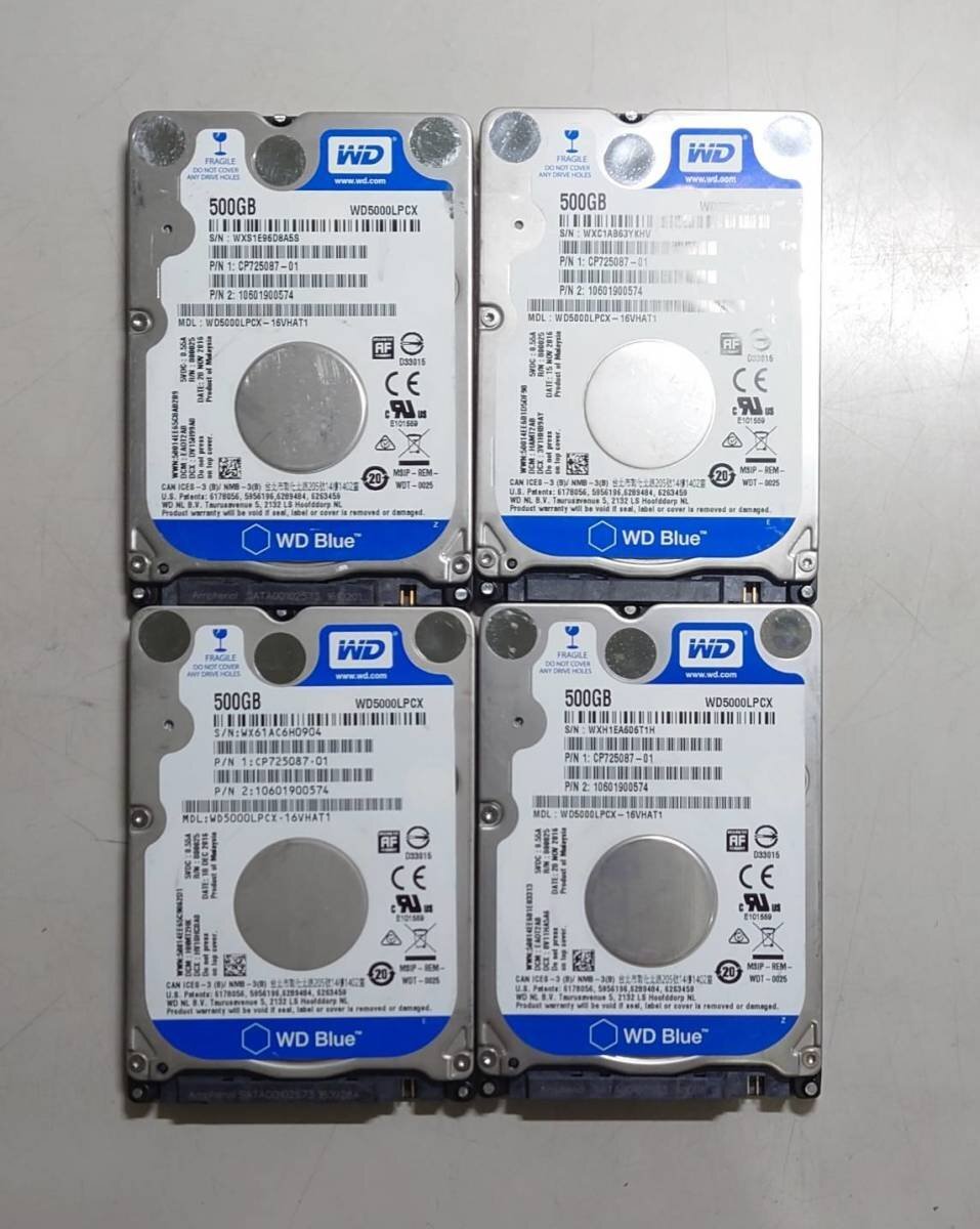KN3790 【中古品】 WesternDigital WD5000LPCX 500GB 4個セット拍卖