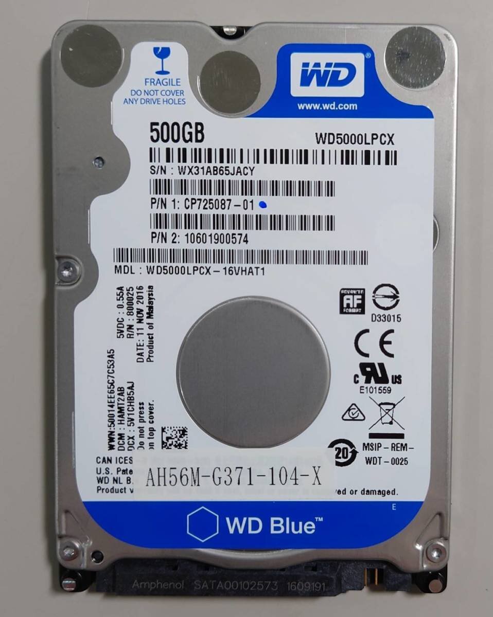 KN1251 WesternDigital WDC WD5000LPCX HDD 2.5インチ SATA HDD500GB 使用時間:4466時間拍卖