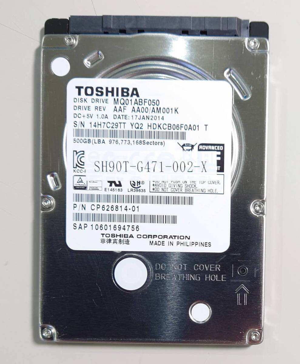 KN1248 TOSHIBA 2.5インチ MQ01ABF050 500GB 使用時間:0時間拍卖