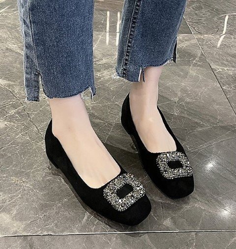 【高品質】スリッポン ローファー モカシン 太いヒール 切り替え シンプル 36 ワンカラー拍卖