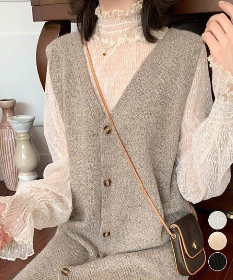 ブラウス 長袖 シースルー ドット柄シアーシャツ インナー 薄手 重ね着チュールブラウス 透け感 フリルハイネック ワンサイズ ホワイト拍卖