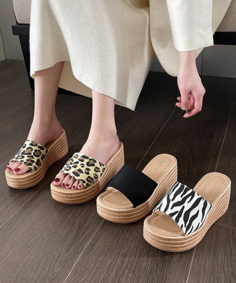 厚底サンダル ウエッジソールサンダル美脚 23.0cm(36) ゼブラ拍卖