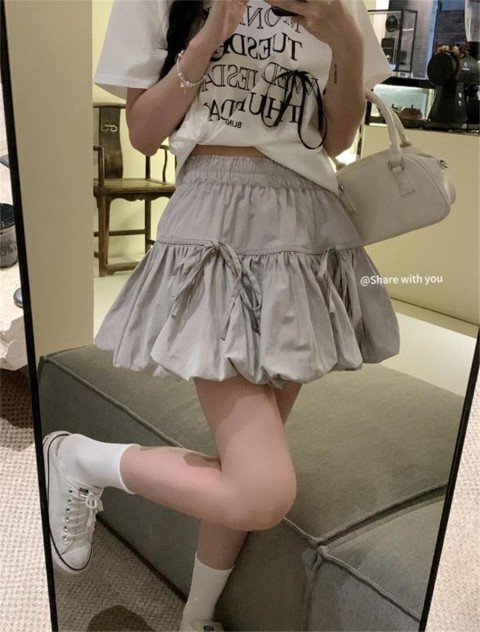 ミニスカート ショート丈スカート つぼみスカート バルーンスカート ふんわり カジュアル お出かけ M ブラック拍卖